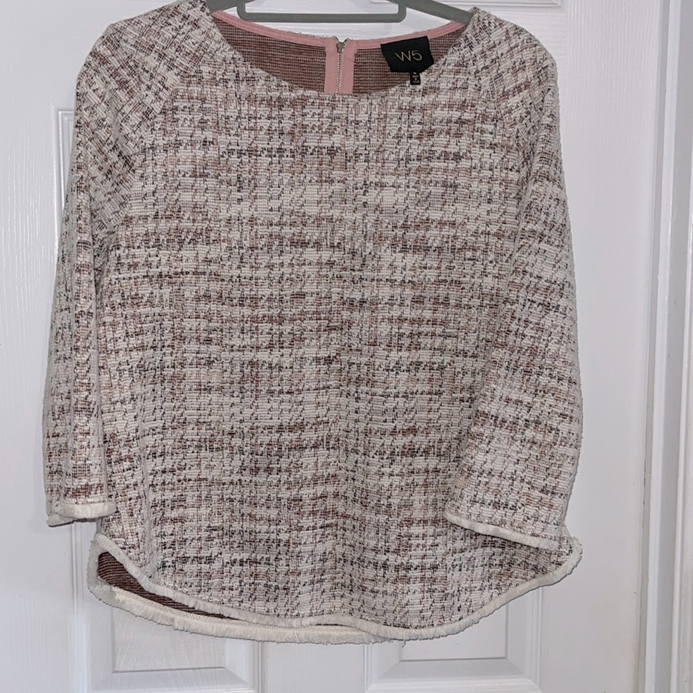 W5 top In Tweed Pastel Color Sz med excellent like new condition zip up back